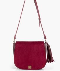 RTW Creation - Burgundy suede foldover saddle bag