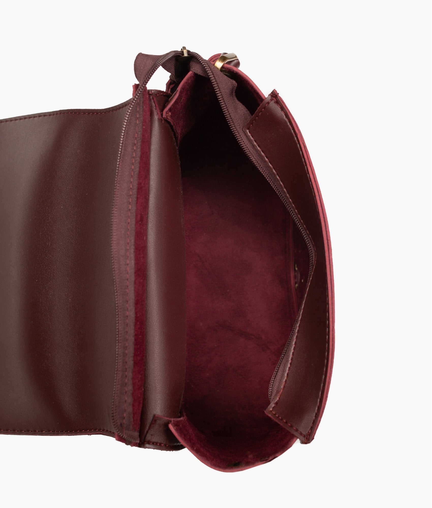 RTW Creation - Burgundy suede foldover saddle bag