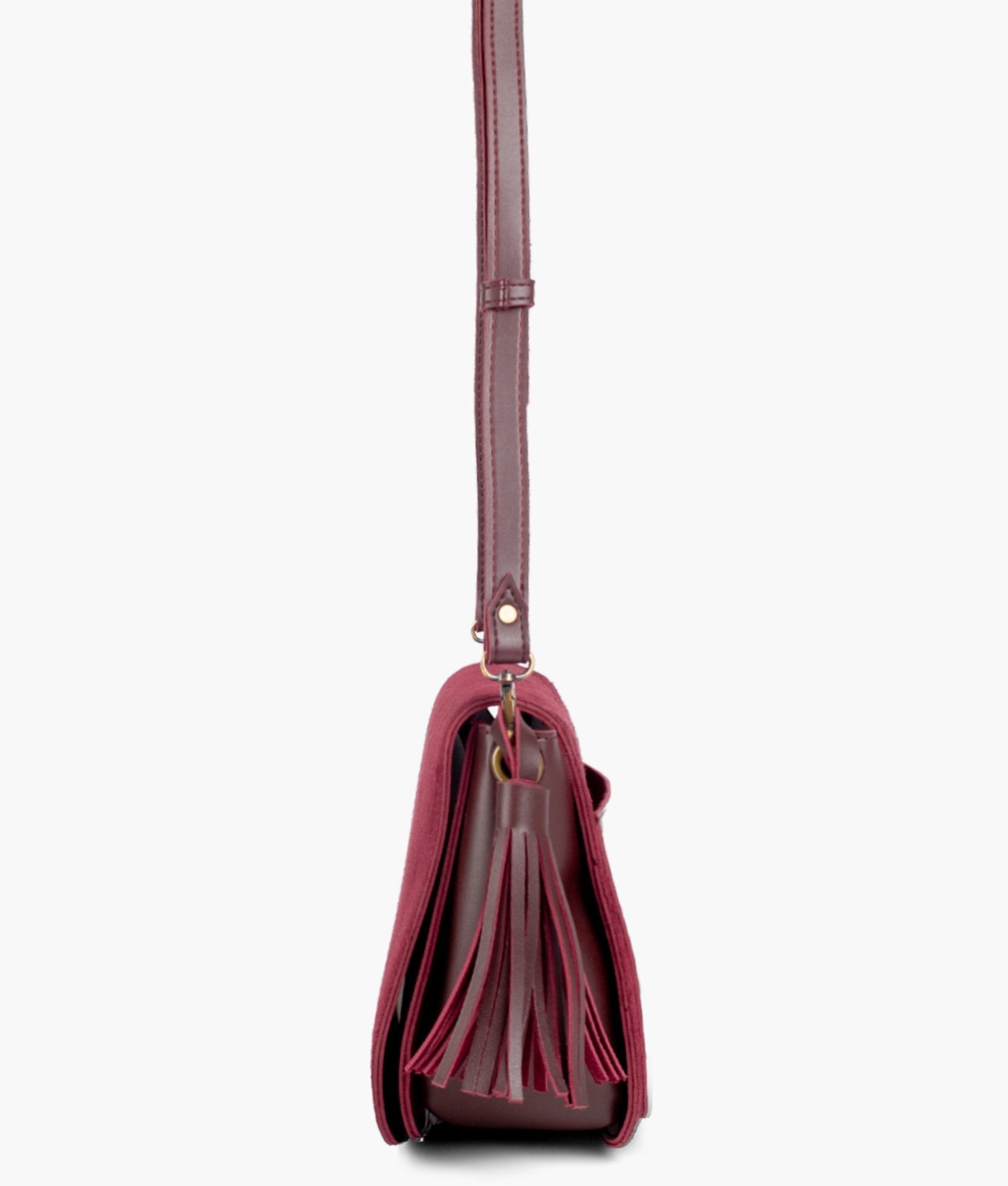 RTW Creation - Burgundy suede foldover saddle bag