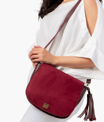 RTW Creation - Burgundy suede foldover saddle bag