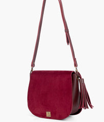 RTW Creation - Burgundy suede foldover saddle bag