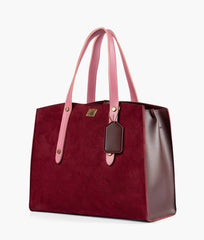 RTW Creation - Burgundy suede with pink multi compartment satchel bag