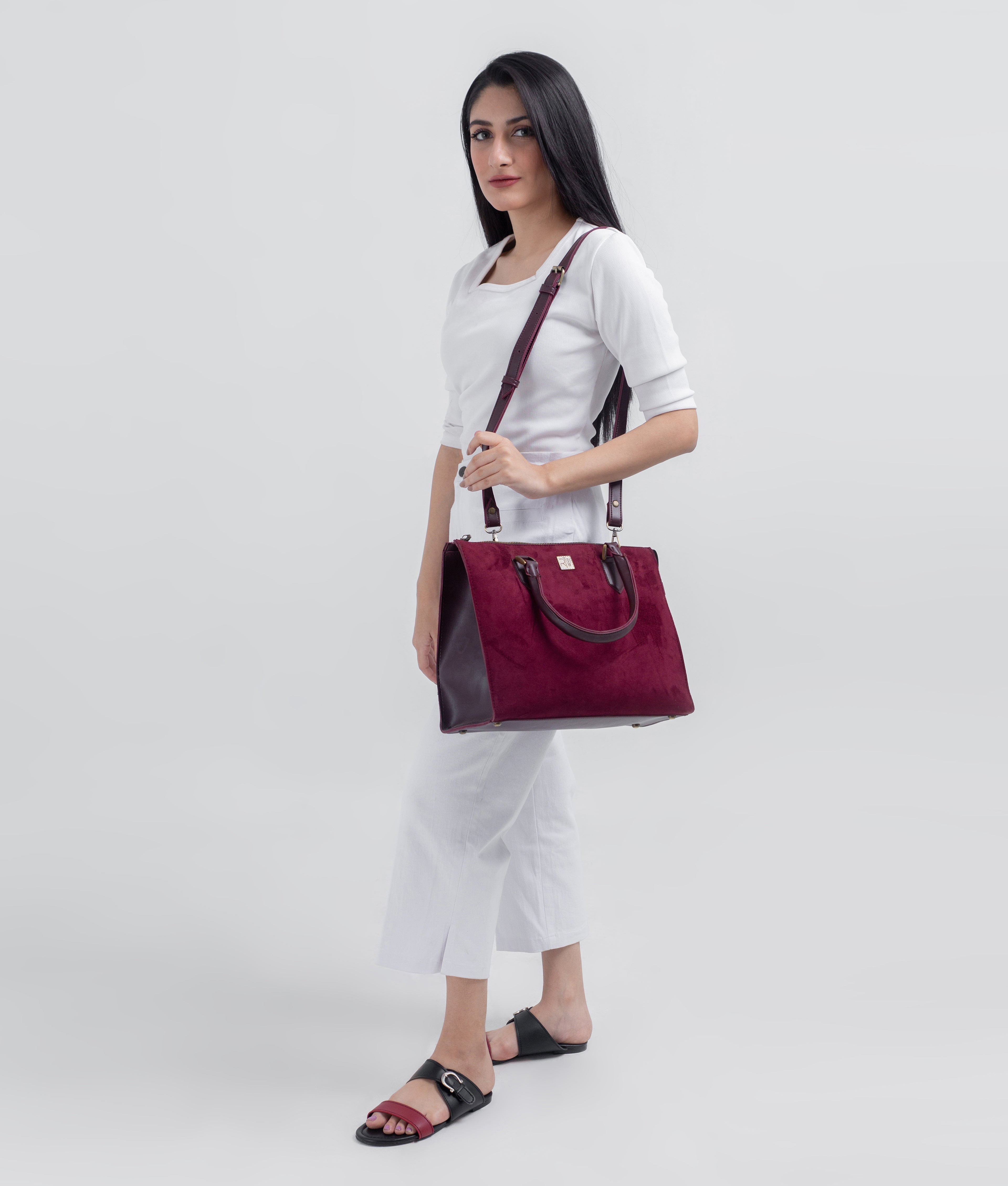 RTW Creation - Burgundy suede workplace handbag