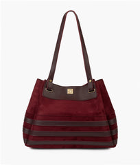 RTW Creation - Burgundy suede zebra tote bag
