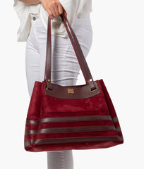 RTW Creation - Burgundy suede zebra tote bag