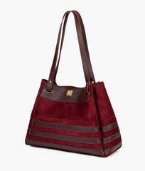 RTW Creation - Burgundy suede zebra tote bag