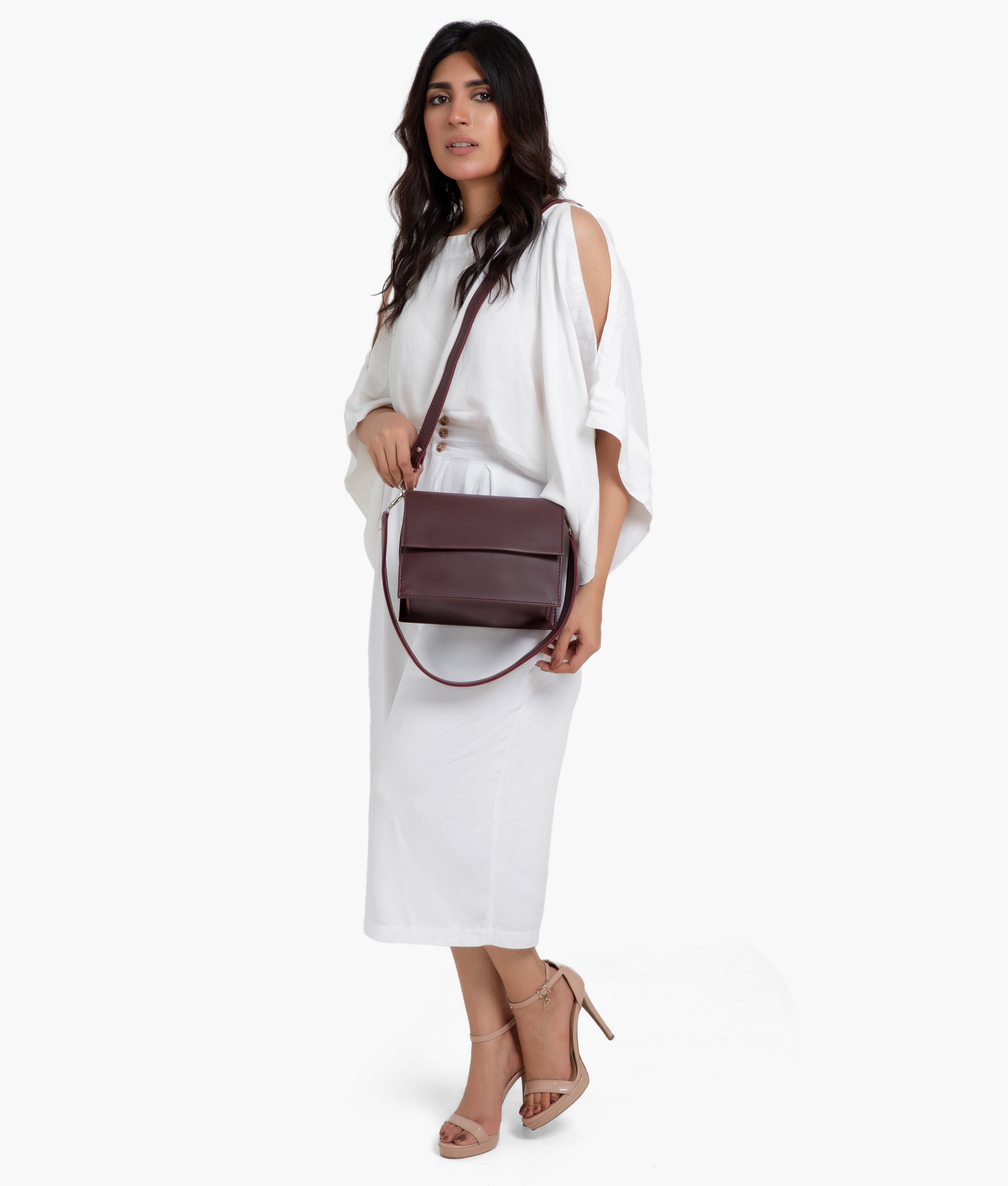 RTW Creation - Burgundy mini cross-body bag