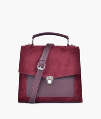 RTW Creation - Burgundy suede push-lock messenger bag