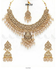 Shahi Qatra CutStone Bridal Set Champagne - Zeesy Jewellery