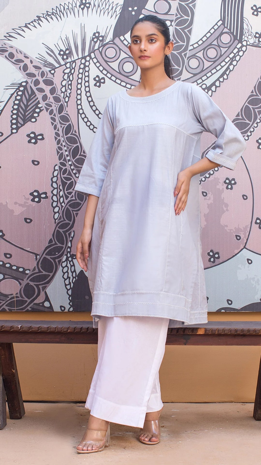Urban Cut 1 Piece Cotton Chambray Embroidered Shirt