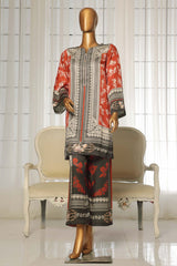 Sada Bahar Stitched 2 Piece Silk Printed Suit-C1-24-Orange & Skin