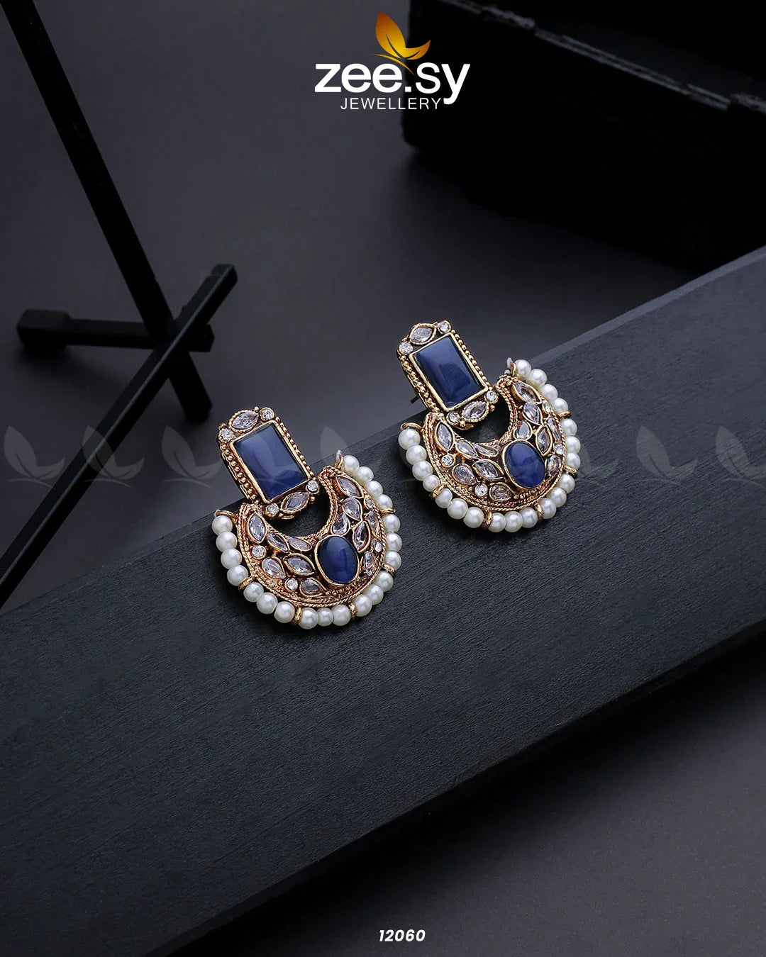 CLUSTER PEARL EARRING Blue - Zeesy Jewellery