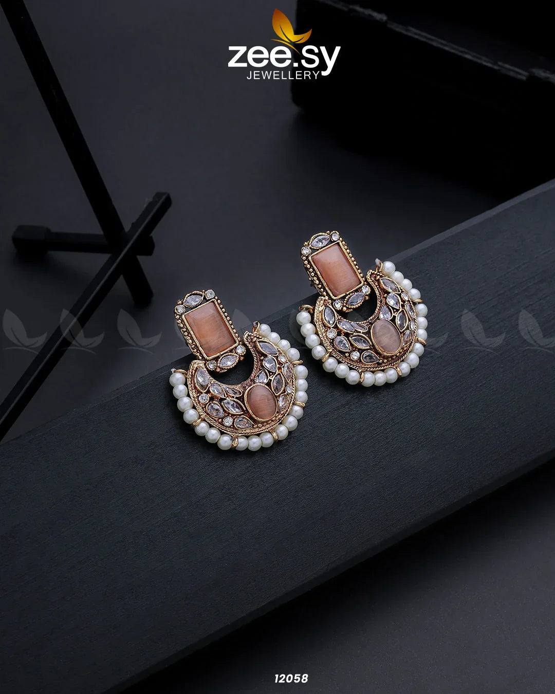 CLUSTER PEARL EARRING Champagne - Zeesy Jewellery