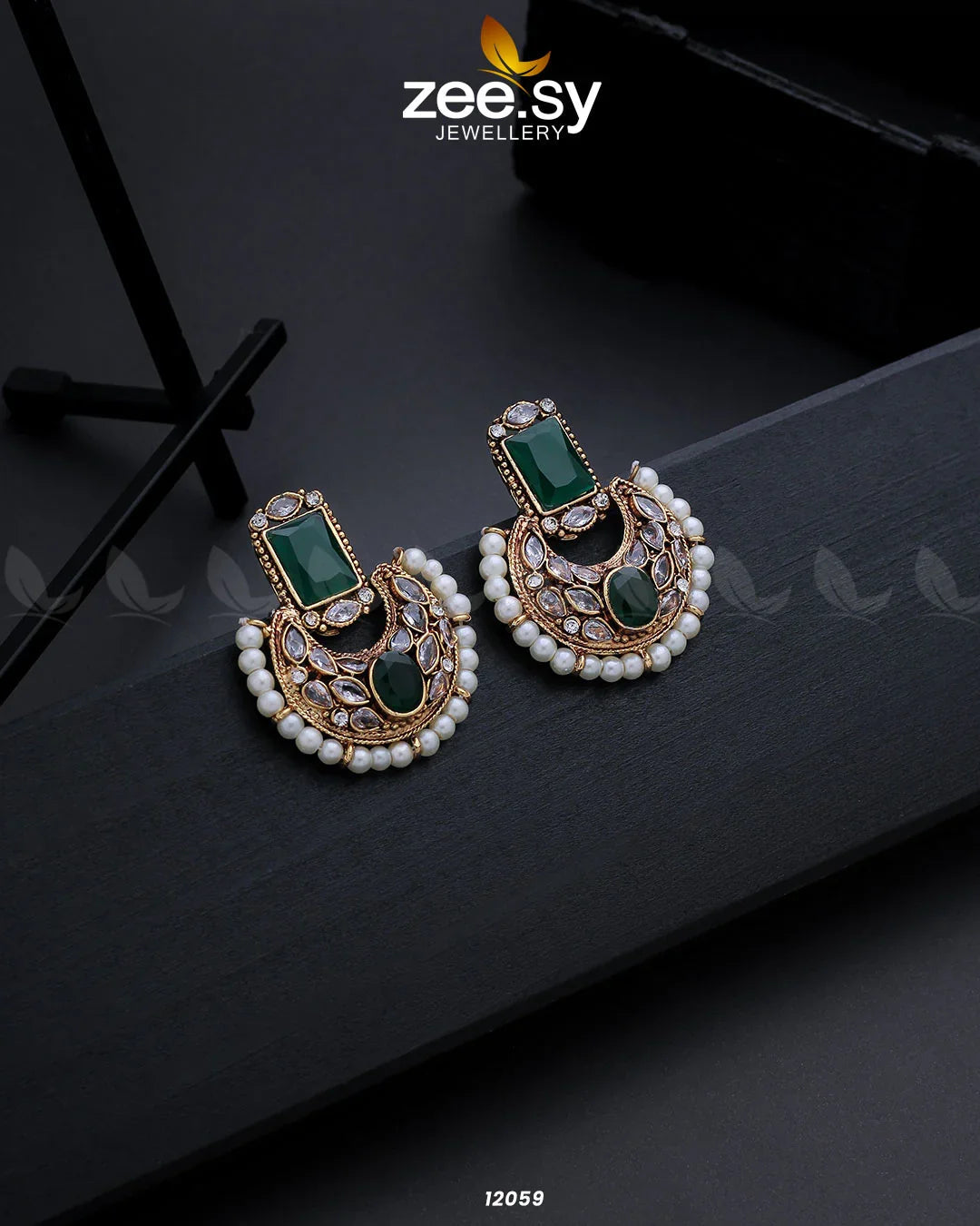 CLUSTER PEARL EARRING Green - Zeesy Jewellery