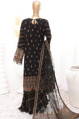 Cortesia By HZ Unstitched 3 Piece Chiffon Luxury Formals Suit-CC-04-Gold Onyx