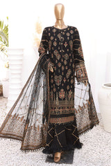 Cortesia By HZ Unstitched 3 Piece Chiffon Luxury Formals Suit-CC-04-Gold Onyx