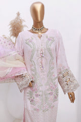 Cortesia By HZ Unstitched 3 Piece Chiffon Luxury Formals Suit-CC-05-Pastel Fleur