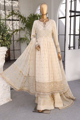 Cortesia By HZ Unstitched 3 Piece Chiffon Luxury Formals Suit-CC-06-Coral Mist