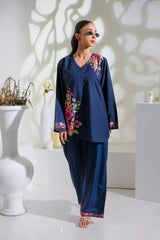 Dhaga Stitched 2 Piece Crepe Suit-Aurora