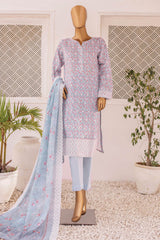 HZ Unstitched 3 Piece Emb Chikankari Lawn Suit-CEC-721