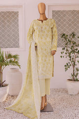 HZ Unstitched 3 Piece Emb Chikankari Lawn Suit-CEC-727