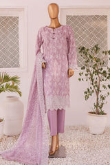 HZ Unstitched 3 Piece Emb Chikankari Lawn Suit-CEC-740