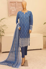 HZ Unstitched 3 Piece Emb Chikankari Lawn Suit-CEC-772