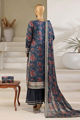 Cira Luxe By Sada Bahar Stitched 3 Piece Chiffon Formals Suit-CIRA-Teal Blue