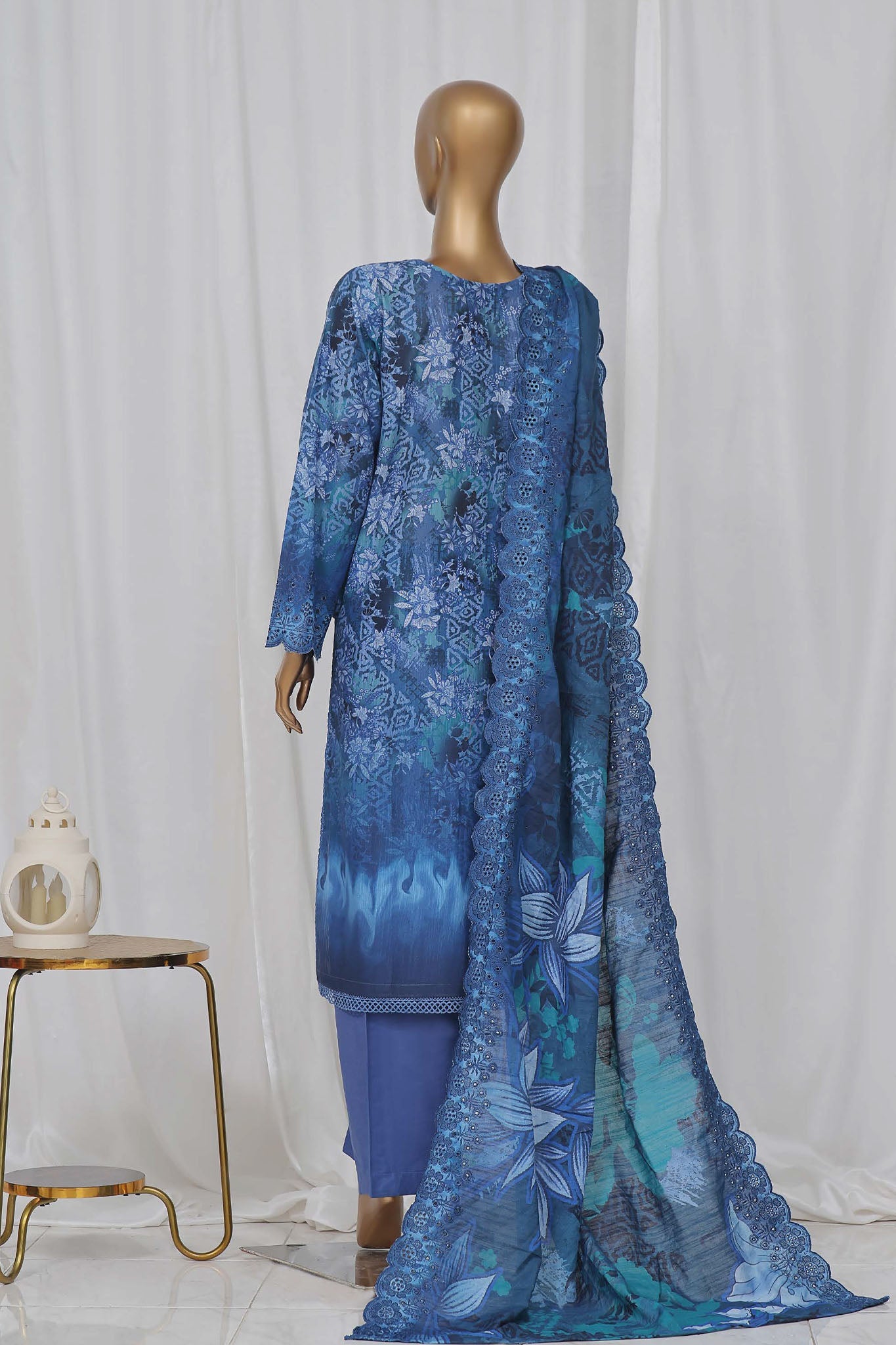 Sada Bahar Stitched 3 Piece Laser Cutwork Chikankari Vol-02 Collection'2024-CK-10-L.Blue