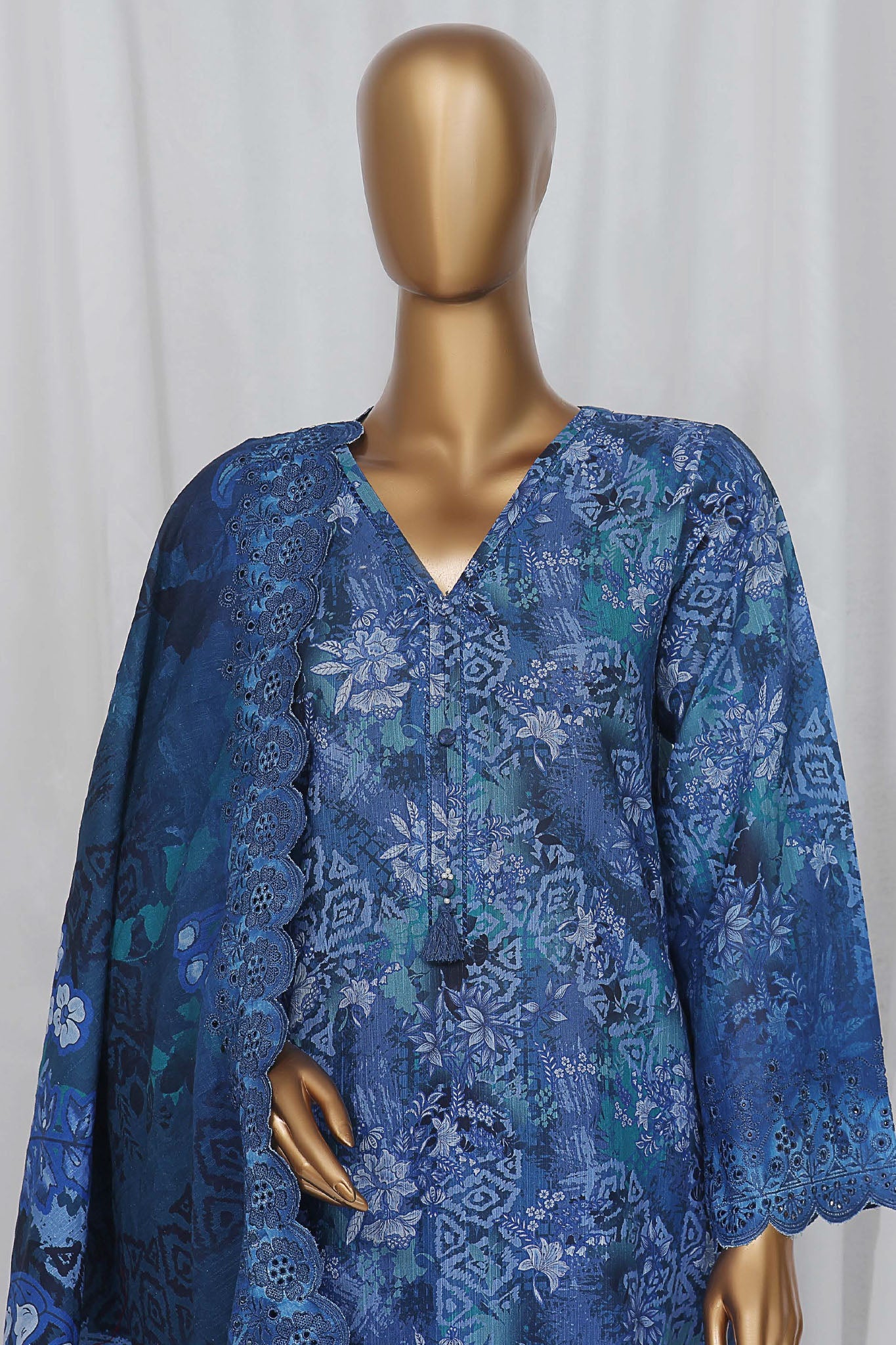 Sada Bahar Stitched 3 Piece Laser Cutwork Chikankari Vol-02 Collection'2024-CK-10-L.Blue