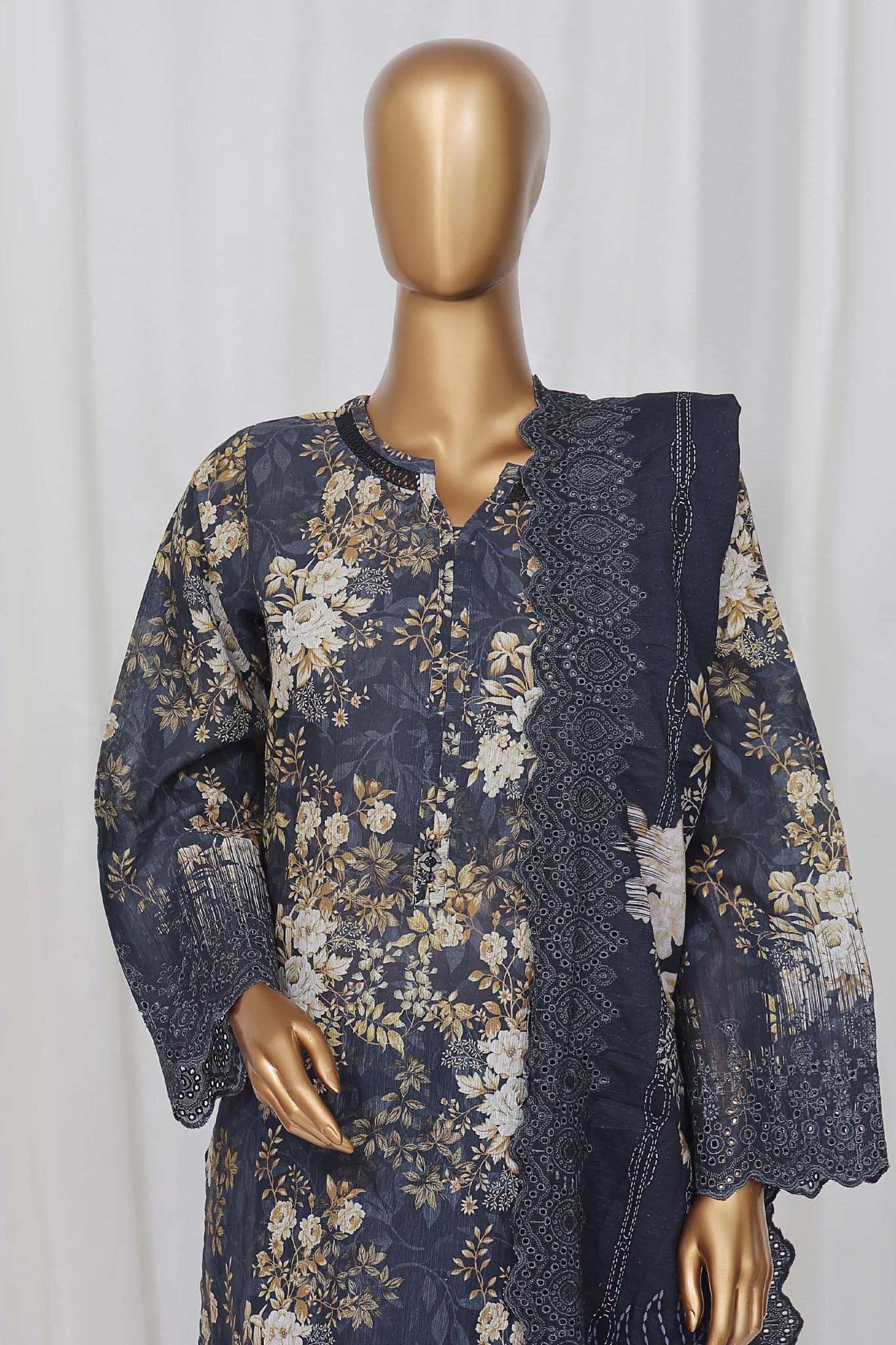 Sada Bahar Stitched 3 Piece Laser Cutwork Chikankari Vol-02 Collection'2024-CK-19-Navy Blue