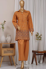 Estelle by Sada Bahar Stitched Co Ords Emb Jacquard Suit-CK-Mustard