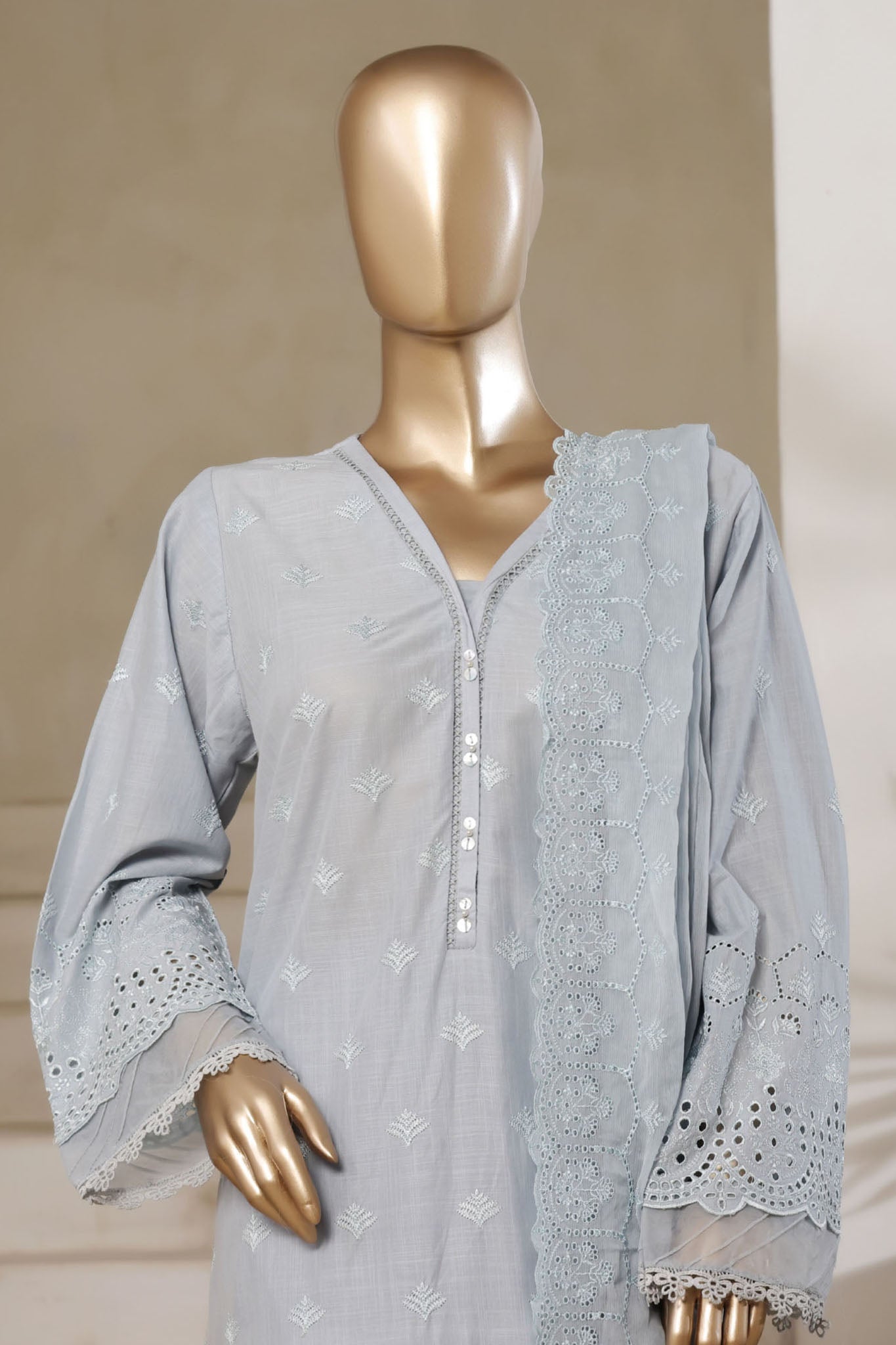Sada Bahar Stitched 3 Piece Solid Luxury Emb Chikankari Collection'2025-CK2-SKY