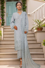 Sada Bahar Stitched 3 Piece Solid Luxury Emb Chikankari Suit-CK2-SKY