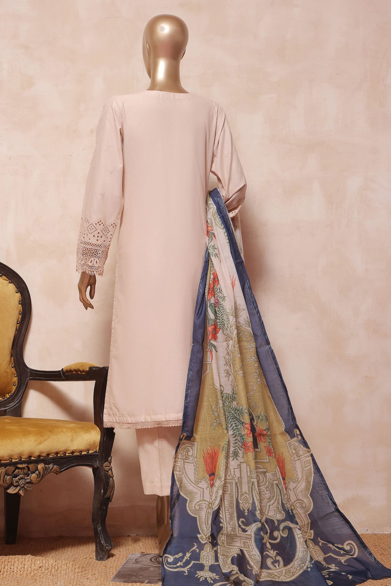 Sada Bahar Stitched 3 Piece Chikankari Collection'2023-CK1-Fawn