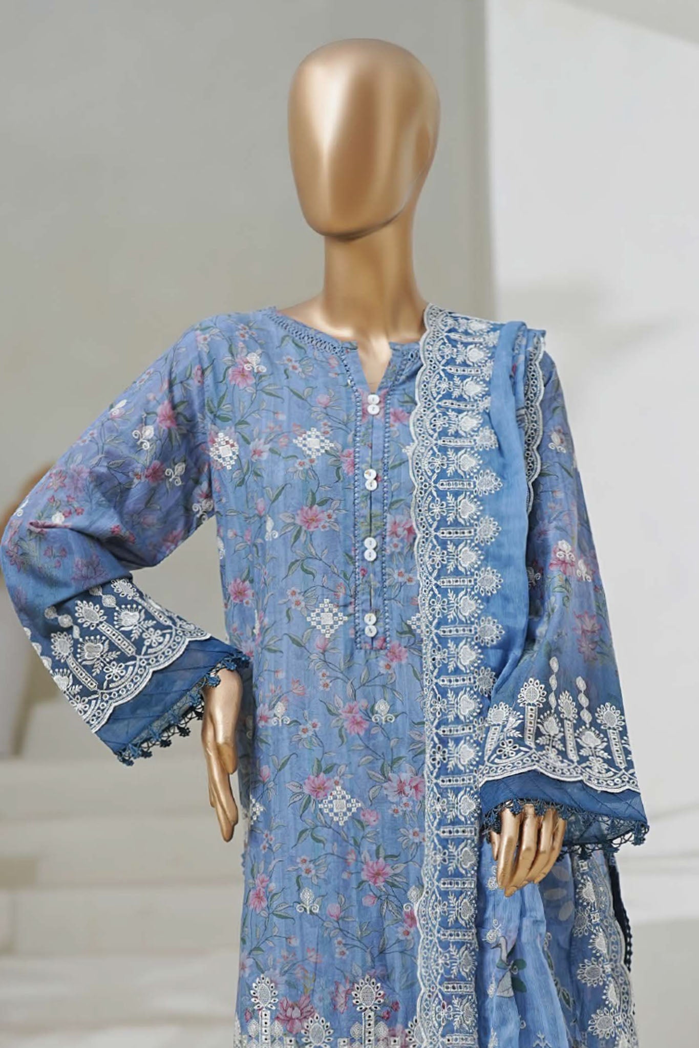 Sada Bahar Stitched 3 Piece Cutwork Chikankari Collection'2025-CKP-02-Blue