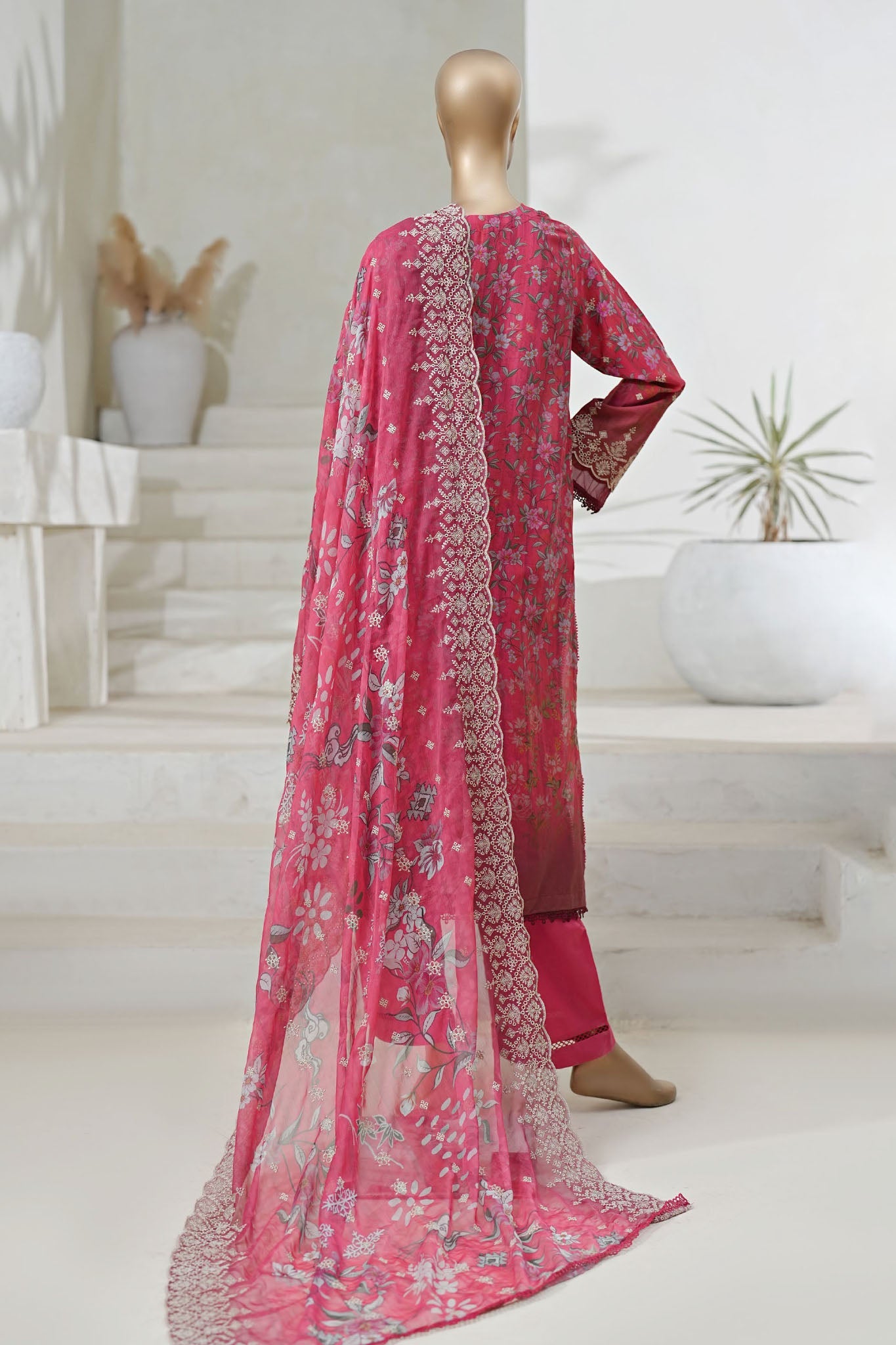 Sada Bahar Stitched 3 Piece Cutwork Chikankari Vol-02 Collection'2025-CKP-Red