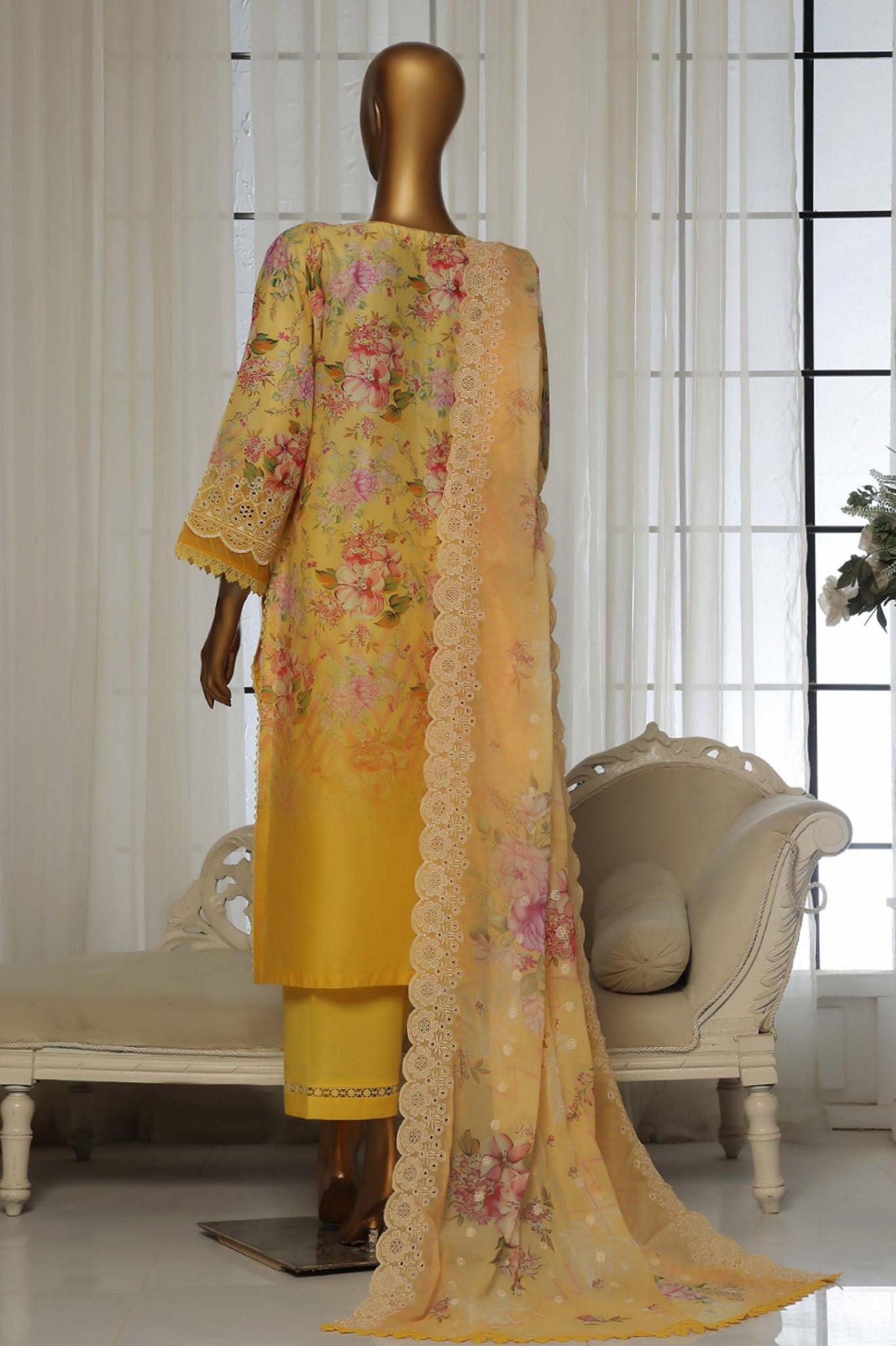 Laser Fusion By Sada Bahar Stitched 3 Piece Chikankari Collection'2025-CKP-Yellow
