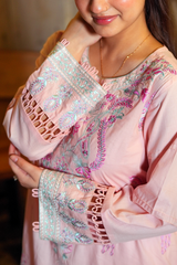 Chameli Studio Peach Petal 3 Piece Unstitched Embroidered Cotton Lawn