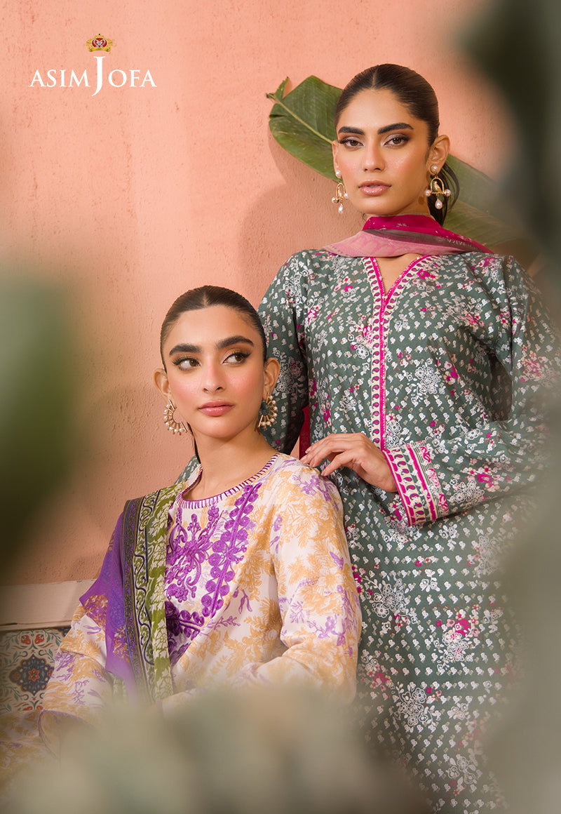 Asim Jofa Gul Rung Pret Collection Ajgr-09 Embroidered Cotton Silk 2 Pcs