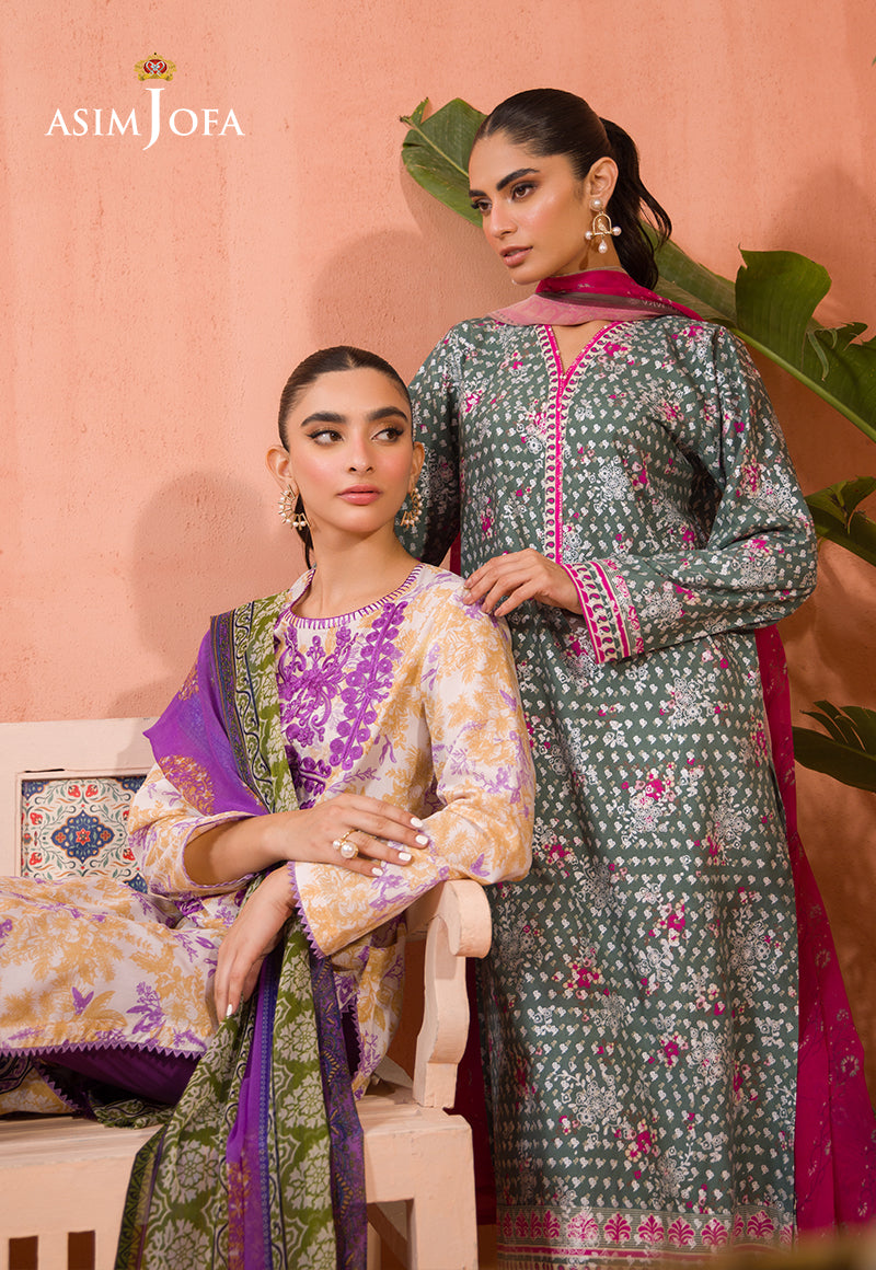 Asim Jofa Gul Rung Pret Collection Ajgr-09 Embroidered Cotton Silk 2 Pcs