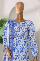 Sumi Stitched 3 Piece Intermix Printed Cambric Collection'2025-CPl-07-Blue