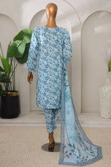 Sumi Stitched 3 Piece Intermix Printed Cambric Collection'2025-CPl-08-Aqua Blue
