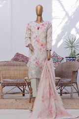 Printkari By HZ Stitched 3 Piece Emb Slub Cambric Suit-CPK-805