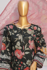 Printkari By HZ Stitched 3 Piece Emb Slub Cambric Suit-CPK-806