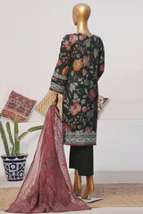 Printkari By HZ Stitched 3 Piece Emb Slub Cambric Suit-CPK-806