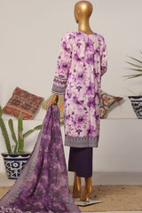 Printkari By HZ Stitched 3 Piece Emb Slub Cambric Suit-CPK-808