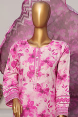 Printkari By HZ Stitched 3 Piece Emb Slub Cambric Suit-CPK-809
