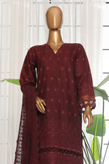 Sada Bahar Stitched 3 Piece Chikankari Lawn Suit-CK-01-Maroon