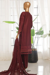 Sada Bahar Stitched 3 Piece Chikankari Lawn Suit-CK-01-Maroon